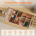 Lifewit 5" High 8 Pack Bamboo Drawer Dividers 45-55cm/17.5-22" Adjustable Wooden Drawer Organizer for Clothes/Utensils, Expan