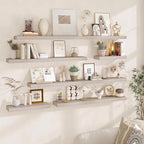 Fun Memories 66 Inch Fireplace Mantel - Long Floating Shelf, Wall Mounted Farmhouse Display with Invisible Heavy Duty Metal B