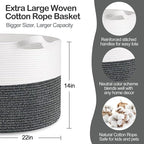 MEGASKET Large Throw Blanket Basket, 22" X 22" X 14" XXXL Blanket Holder for Living Room, Big Wicker Baskets for Storage, Wov