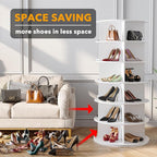 SpaceAid 6 Tier Rotating Shoe Rack Tower, Spinning Shoe Display Lazy Susan, Revolving 360 Shoe Rack Storage Round Carousel, V