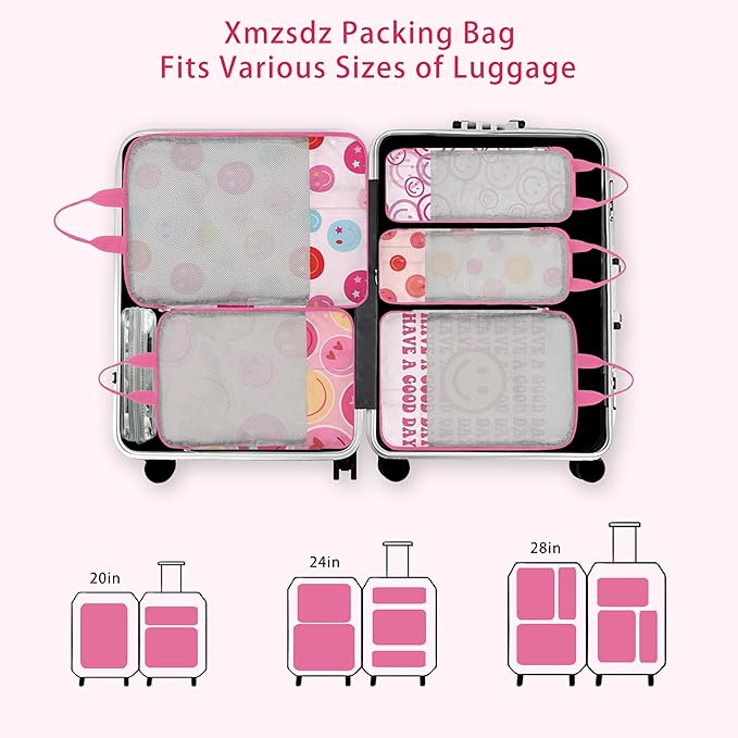 7 Pcs Compression Packing Cubes for Travel Luggage, Lightweight Suitcase Organizer Bags Set, Compression Packaging Cube for T