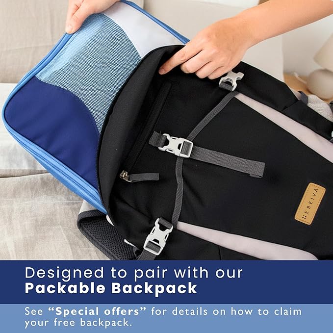 Compression Packing Cubes, 4 Set Packing Cubes for Travel, Travel Essentials for Men, Compressible Package Organizer for Suit