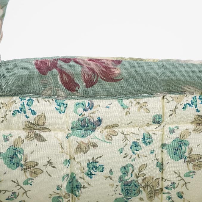 Small Storage Basket Organizer, Mini Fabric Floral Storage Baskets with Handle, Quilted Portable Collapsible Storage (G)