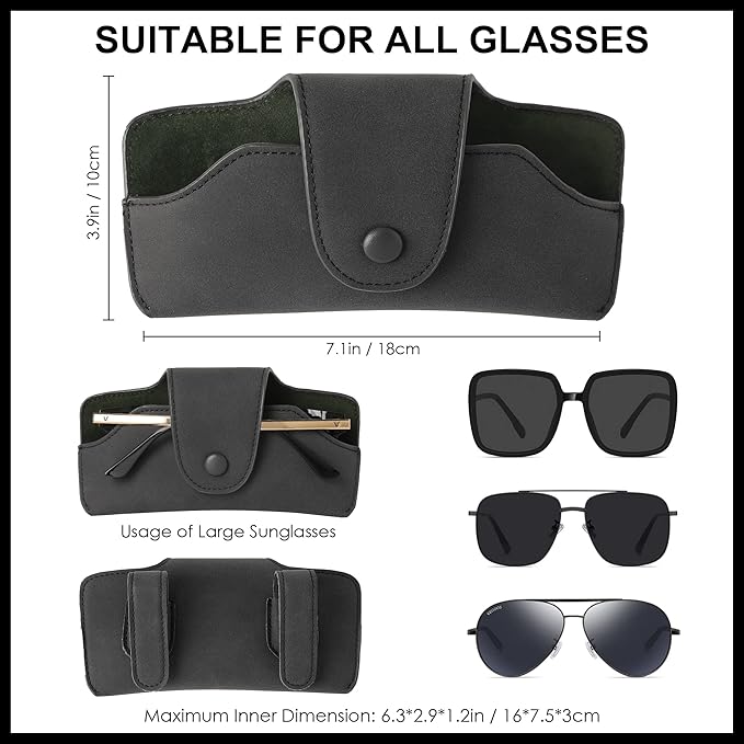 Car Sunglasses Holder for Car Visor Vegan Leather Auto Eyeglass Case with Clip Automotive Interior Visor Accessories