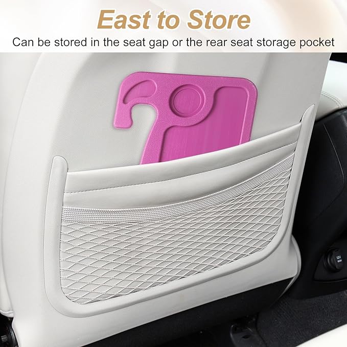HARFINGTON 2 in 1 Car Steering Wheel Tray Car Food Trays Auto Steering Wheel Under Table Desk for Eating Food Drink Laptop Writing Work, Pink