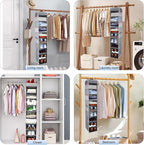 2 Pack Large-Sized Hanging Shoe Organizer 10-Shelf, Sturdy Hanging Closet Organizer with 8 Side Pockets, Wider Hanging Shelve