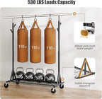 Gewudraw Garment Rack Load 530lbs,Heavy Duty Rolling Clothes Rack With Sturdy Wheel And Shelves, Adjustable Portable Hanging 