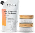Azuna Air Freshener & Odor Eliminator for Strong Odor | 2 Room Kit Includes (2) Empty Luxe Glass Jar & 12oz Gel Refill with T