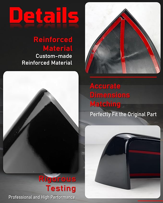 Side Mirror Caps Cover Compatible with Tesla Model Y 2021 2022 2023 2024 Black Mirror Covers
