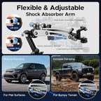 EMART Shock Absorber Arm Car Camera Mount for Action Camera, Featuring 6" Vacuum Car Suction Cup, Qick Release NATO Rail, Hydraulic Boom Arm Compatible with DJI Osmo Pocket 3, Insta360, GoPro, iPhone