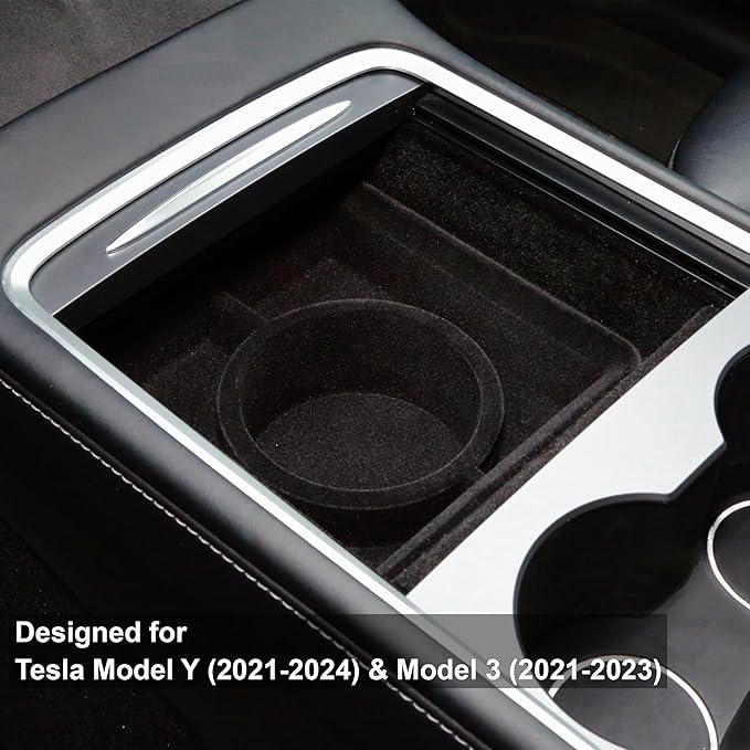 Gen 1 Cup Holder Insert for Tesla Model Y 2021–2024 & Model 3 2021–2023 ONLY – Center Console Organizer – Fits 26–32 oz Large