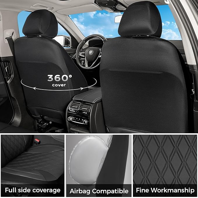 FLORICH Car Seat Covers Front Seat, Leather Seat Covers for Cars Breathable, Car Seat Protector Waterproof, Universal Automot