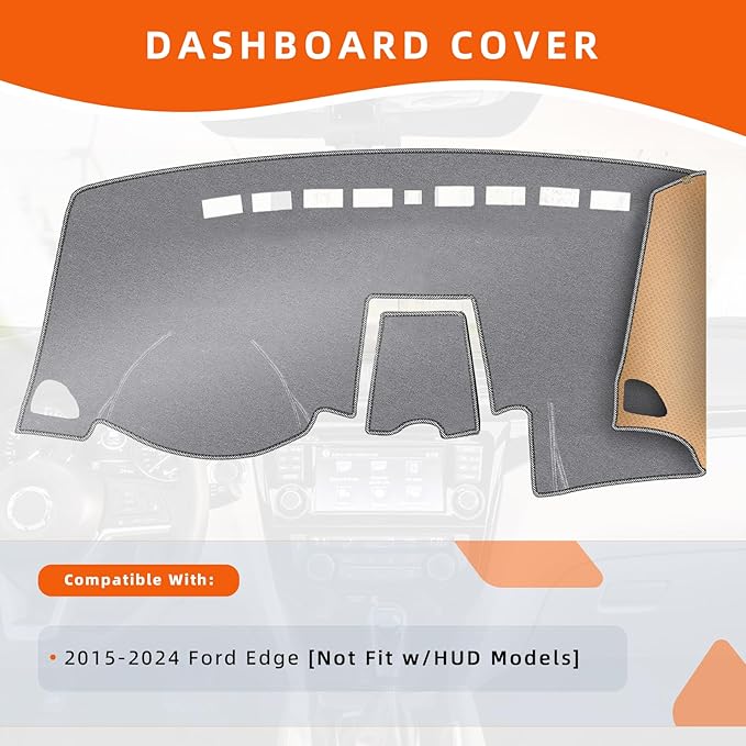 KEYOOG Dashboard Cover Dash Mat Fit for Fo-rd Edge 2024-2015 (Without HUD Models),Car Dash Board Mat Anti-Glare Carpet,Non-Sl