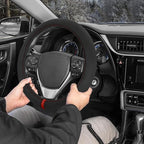 Motor Trend WarmGrip Heated Steering Wheel Cover – Hand Warming Steering Wheel Protector, Heats up Quickly - Fits Wheels 14.5-15.5" for Car Truck Van SUV (Black/Red Color)