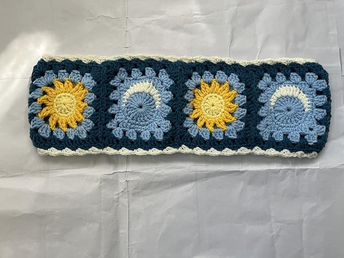 Handmade Crochet Sun and Moon Car Steering Wheel Covers Universal 14-15 inch for Women and Men (Steering Wheel Cover)