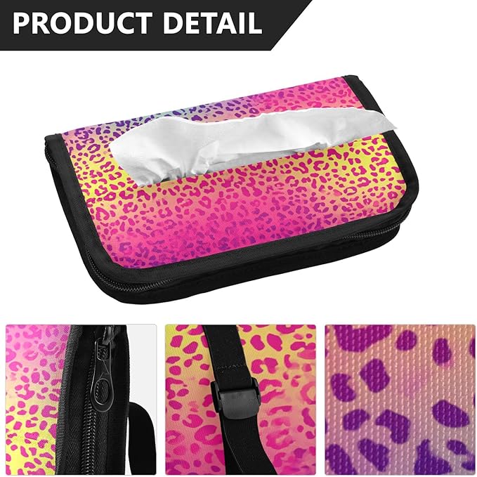 Car Tissue Holder Car Visor Organizer Tissue Box Holder for Car Sun Visor Organizer with Car Vehicle Accessories Essentials Interior for Women Men Multicolored Gradient Leopard Print