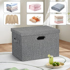 Graciadeco Large 17" 36 Quart Collapsible Stackable Storage Bins with Lids, 3 Packs Black and White Mix Linen Fabric Closet B