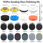 193Pcs 3 Inch Polishing Kit Hook and Loop Sanding Discs, Headlight Restoration Kit - 80 to 10000 Grits Wet Dry Sandpaper Buff