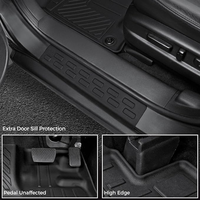 Floor Mats for Honda Pilot 2022-2016, All Weather Floor Mats Trunk Cargo Liner with Backrest Protectors and Door Sill Guards Accessories, Full Coverage Set for 8 Seats (Not Fit Elite Model)