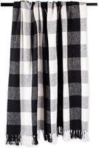 DII Buffalo Check Collection Rustic Farmhouse Throw Blanket with Tassles, 50x60, Black/White
