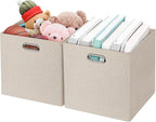 Posprica Foldable Storage Bins,13×13 Storage Cubes Basket Containers for Shelf Cabinet Bookcase Boxes,Thick Fabric Drawers - 