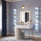 7 Tier Wall Shelf with Lights, White Lack Wall Shelf, Display Floating Shelves with Remote Control for Home Decor Bedroom Van