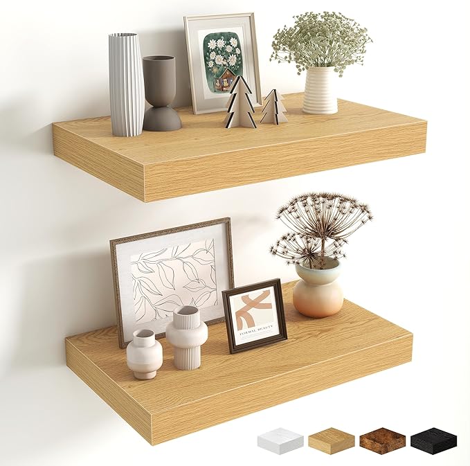 Fun Memories Floating Shelves for Wall - 10 x 16 Floating Shelf - Rustic Wood Storage Shelf - Wall Shelves with Invisible Bra