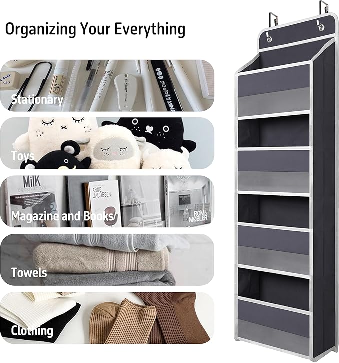 Giraffe Creation Over Door Organizer with 4 Large Capacity Pockets, Heavy Duty Hanging Organizer Storage for Closet Bathroom 