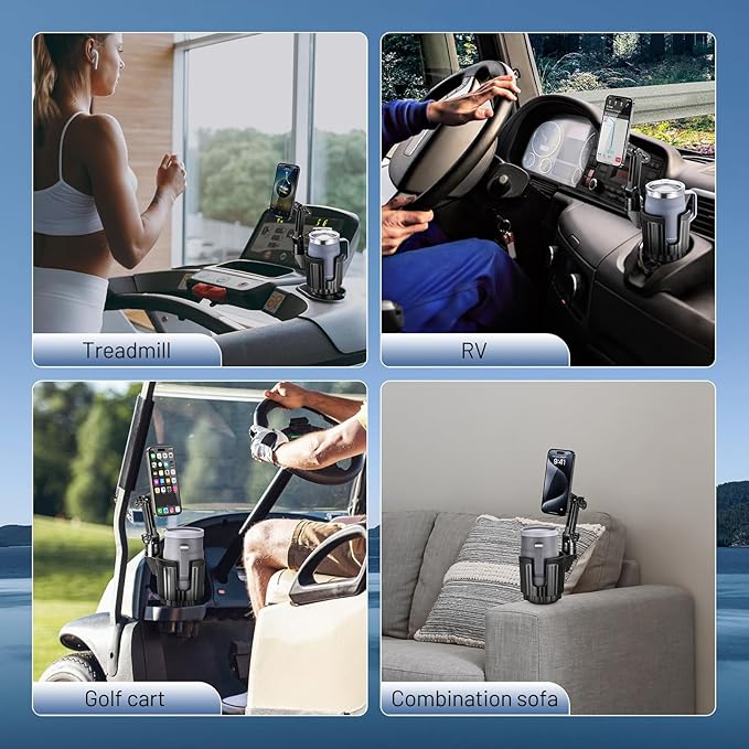 This Hill Magnetic Cup Holder Phone Mount, Compatible with MagSafe, 4.1" Base Adjustable Height Car Cup Holder Compatible wit