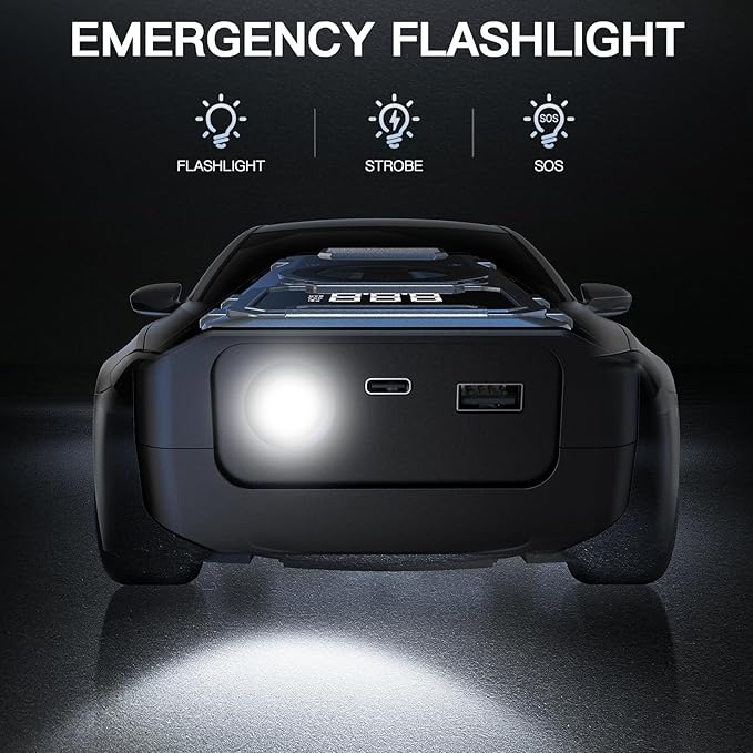 5000A Portable Car Jump Starter with Air Compressor, 150PSI Car Battery Jump Starter (10.0L Gas/8.0L Diesel Engines),12V