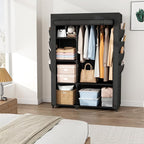 Portable Closets for Hanging Clothes, Wardrobe Closet with Hanging Rod and Clothing Storage Shelves, 8 Side Pockets, Free Sta