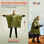 PREPARED4X Emergency Mylar Poncho – Survival Rain Poncho with Hood – Lightweight, Compact, Reusable Emergency Blanket Poncho 