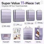Veken 11 Set Compression Packing Cubes for Travel Essentials,Compressible Expandable Large Luggage Suitcase Organizer Bags fo
