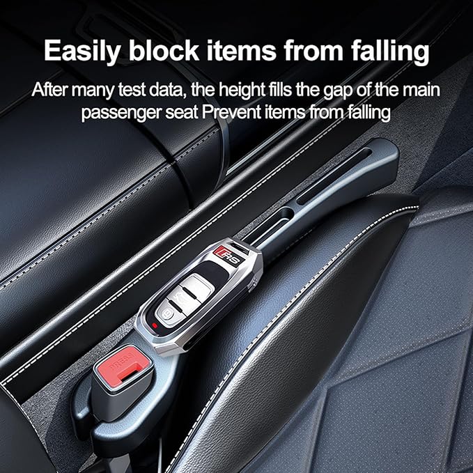 Car Seat Gap Filler, Leather Car Gap Filler Universal Fit for Most Cars and Trucks, Fill The Gap Between Seat and Consoles, Prevents Things from Falling Out, Pack of 2 PCS (Red)