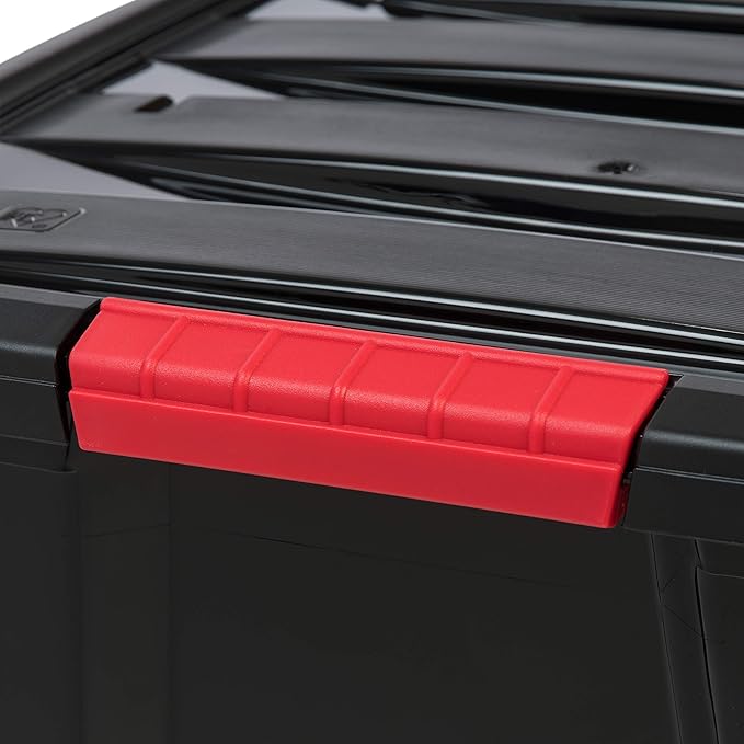 IRIS USA 51 L (54 QT) Plastic Storage Box with Lid and Latches - 4 Pack - BPA-Free, Garage Organizing Solution, Durable Nesta