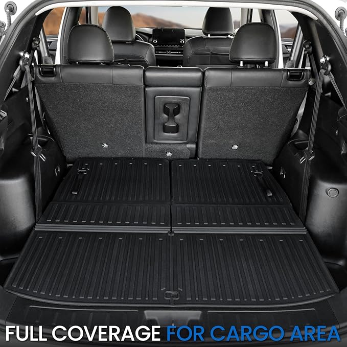 Floor Mats Cargo Mat Set for 2022-2025 2026 Mitsubishi Outlander (Not Fit Sport or PHEV), All Weather TPE Backrest Mat Trunk Mat Cargo Liner Accessories(Floor Mats+Backrest Mats+Cargo Mat)