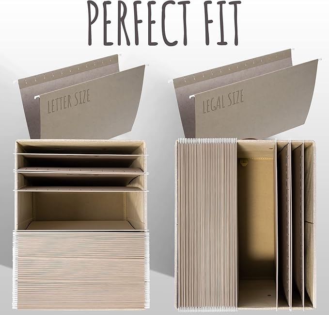 ZICOTO Decorative File Organizer Box Set of 2 - Collapsible Linen Filing Cabinets w/Handles Are Perfect to Store all Your Doc