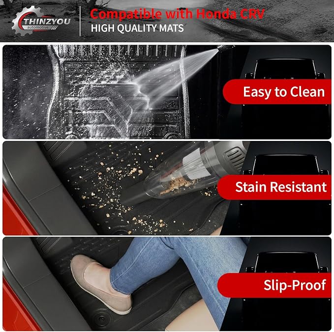 Floor Mats Compatible with 2023 2024 2025 2026 Honda CRV Cargo Mats Liner TPE Back Seat Cover Trunk Mats Fuel 2024 CR-V Accessories Non-Hybrid (Lower Deck, Trunk Mat+Backrest Mats+Floor Mats)