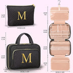 Gifts for Women, Initial Toiletry Makeup Bag Hanging Cosmetic Organizer with Embroidery Letter Personalized Nurse Teacher App