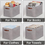 HNZIGE Large Rectangle Storage Baskets for Shelves 16"×11.8"×11.8" Fabric Storage Bins with Handles (2 Pack) Decorative Stora