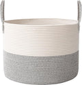 JMvicyroam 115L Extra Large Blanket Basket for Living Room - Woven Cotton Rope Laundry Hamper with Reinforced Handles - Stora