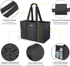 BALEINE Soft 9 Gallon Extra Large Utility Tote, Foldable Reusable Storage Bag (Charcoal Black)