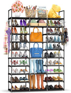 Kottwca 3 Row 10 Tier Large Shoe Rack Organizer for Closet Entryway, 60-65 Pair Shoe Boot Storage Rack, Metal Shoe Shelf Tall