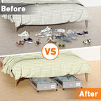 Under Bed Storage with Wheels, 2 Pack Under Bed Storage Containers with Dividers & Clear Lids, XXL 65L Under the bed storage 