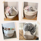 INDRESSME Large Laundry Basket, 21.7'' x 13.8'' Cotton Rope Blanket Basket Living Room Toy Baskets Storage Kids, Woven Basket