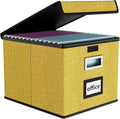 Huolewa File Organizer Box with Lid, Collapsible File Folder Organizer for Office Document Storage, Filing Box with Plastic S
