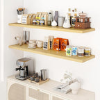Dreamland 55" Floating Shelves for Wall, 12" Deep Slim Oak Floating Shelves, Wall-Mounted Shelves for Bedroom, Living Room, K