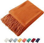 Homiest Decorative Knitted Throw Blanket with Fringe, Lightweight & Soft Acrylic Knit Blanket Tassel for Couch, Sofa, Bed (Da