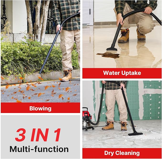 Shop-Vac 3 Gallon 4.0 HP Wet/Dry Vacuum with Blower Function, Stainless Steel Tank, Portable Shop Vacuum with Wheels, Include