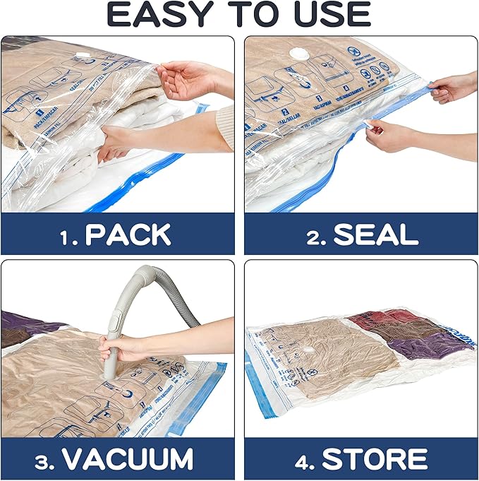 XXL Jumbo Vacuum Storage Bags, 47''X35'' Extra Large Space Bags for Blanket, Bedding, Comforters (6-XXL)